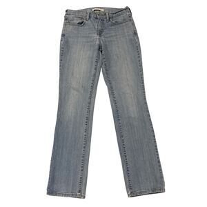 Levis 505 Jeans Womens 4M Blue Straight Leg Stretch Denim Distressed Light Wash